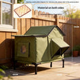 Cargar la imagen en la vista de la galería, Pet Zen cat bed for winter warmth, outdoor-ready green insulated bed on elevated frame
