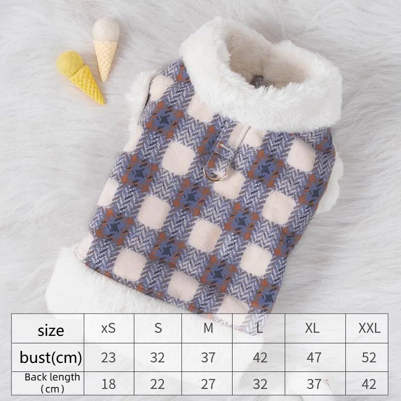 Plaid Fleece-Lined Dog Vest with Leash Ring – photo 7
