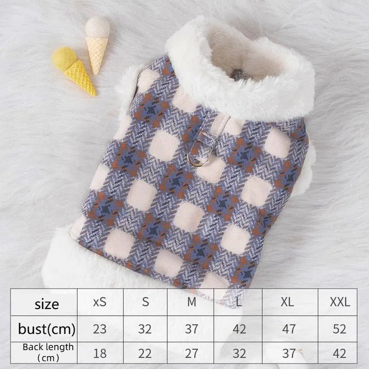 Plaid Fleece-Lined Dog Vest with Leash Ring – photo 7