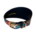 Carica l'immagine nel visualizzatore della galleria, Wide Style Art Deco Snake Collar by Allysa Payne Beverly Hills, multicolor leather with gold buckle and ring hardware.
