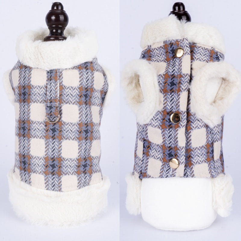 Plaid Fleece-Lined Dog Vest with Leash Ring – photo 3