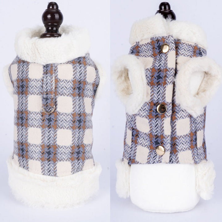 Plaid Fleece-Lined Dog Vest with Leash Ring – photo 3