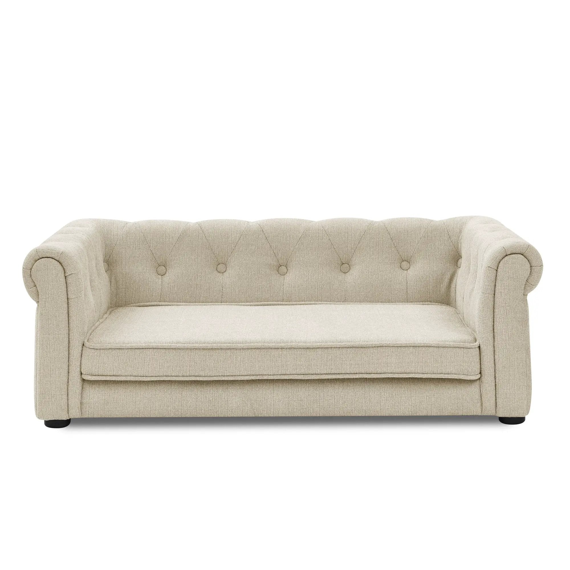 Large Beige Elevated Pet Sofa Bed Indoor Lounge For Dogs And Cats by V.I.P Digital Presence
