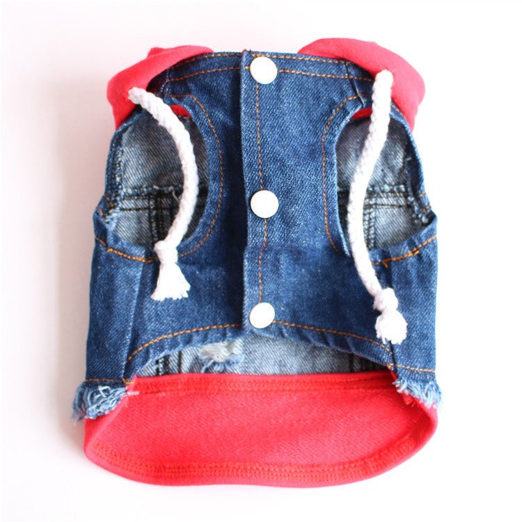 Distressed Denim Dog Vest with Hood – photo 4