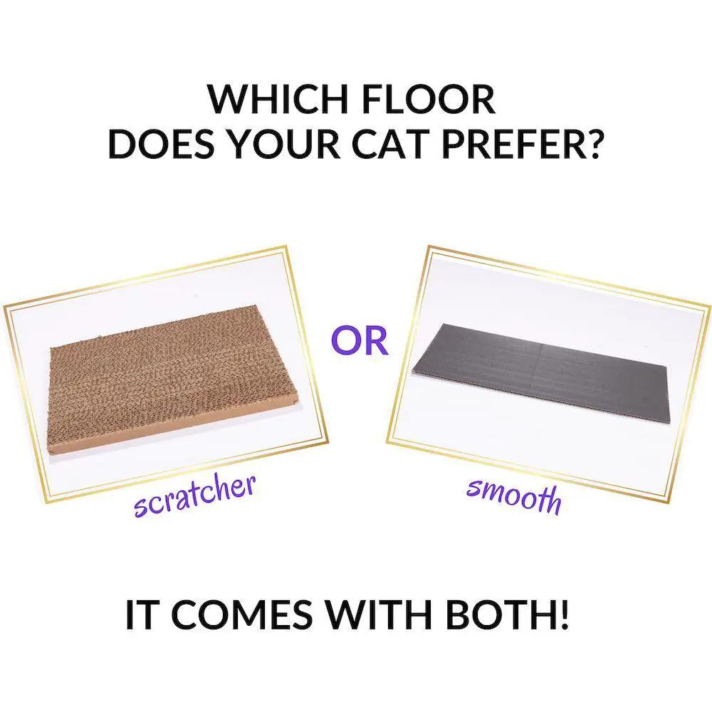 Spooky Cat Haunted House Cardboard Condo by Cat in the Box LLC; dual floor options: scratcher and smooth.