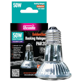 Load image into Gallery viewer, Arcadia GoldenSun 50W basking halogen heater for reptiles; two glass heat lamps shown in packaging by ReptiChip LLC.
