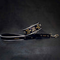 Load image into Gallery viewer, Bestia Atlantis black and chameleon leather dog collar, view 4

