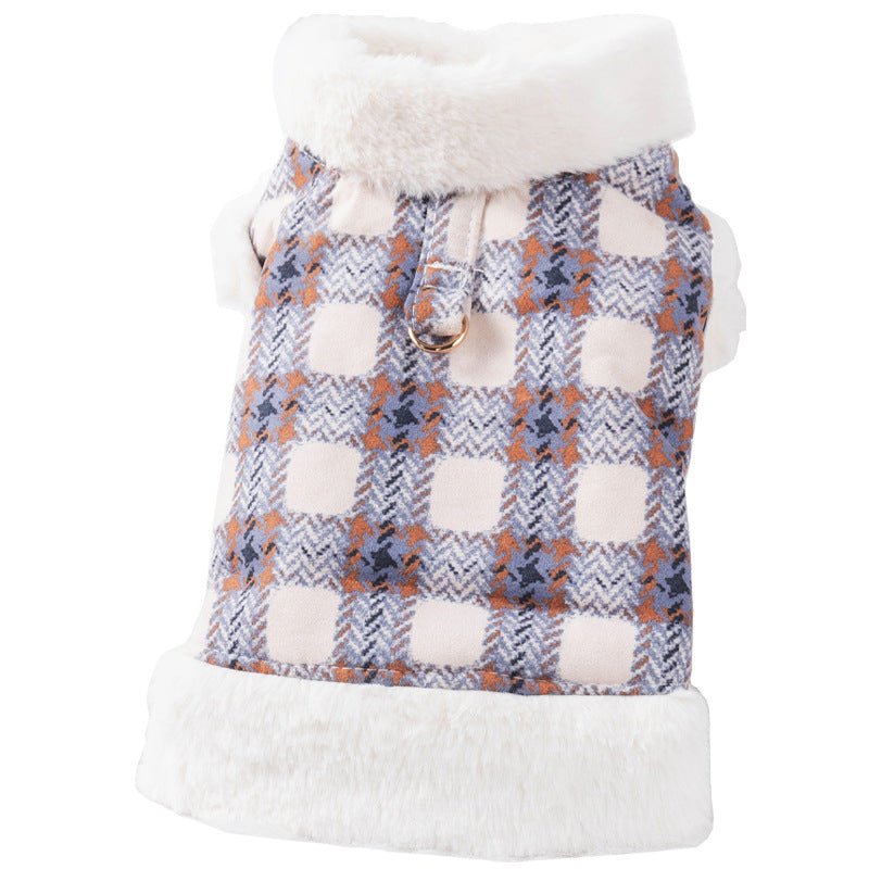 Plaid Fleece-Lined Dog Vest with Leash Ring – photo 5