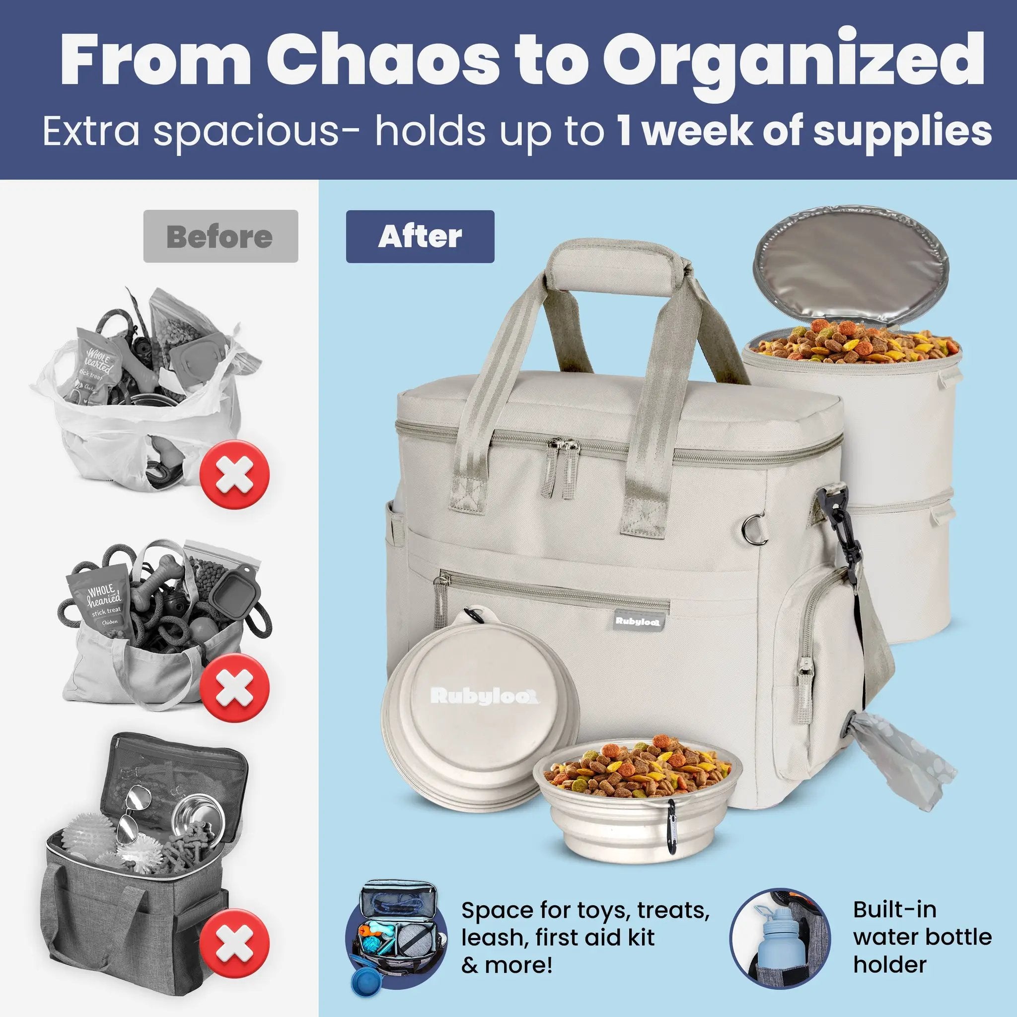 The Original Doggy Bag™ Dog Travel Bag for Supplies by Rubyloo