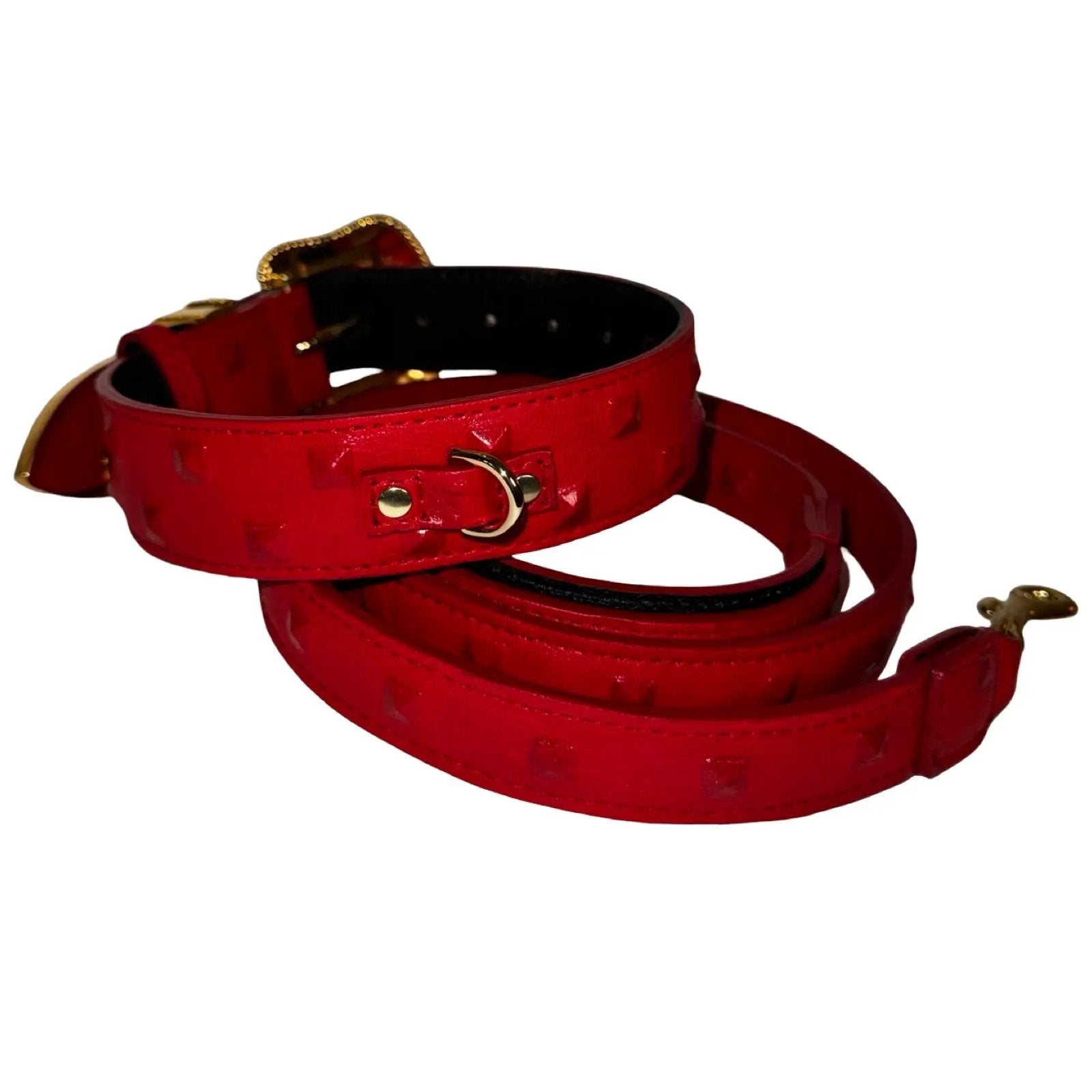 Bella Rosso Red Swarovski Crystal Collar And Leash Set by Allysa Payne Beverly Hills
