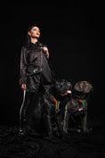 Load image into Gallery viewer, Bestia D'Albertis black and iridescent leather dog harness, view 4
