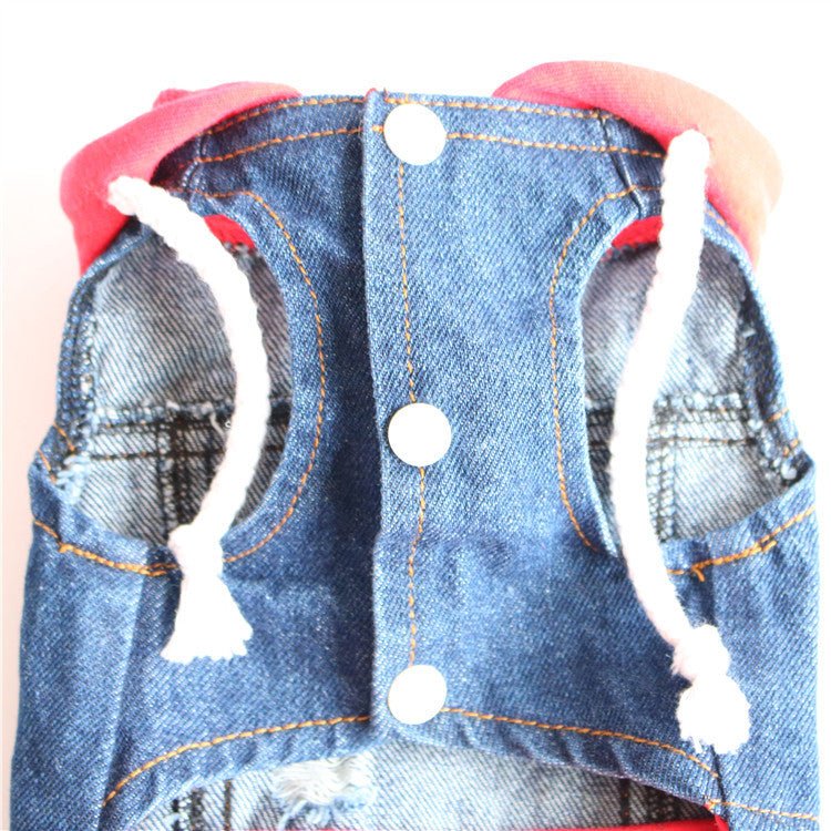 Distressed Denim Dog Vest with Hood – photo 5