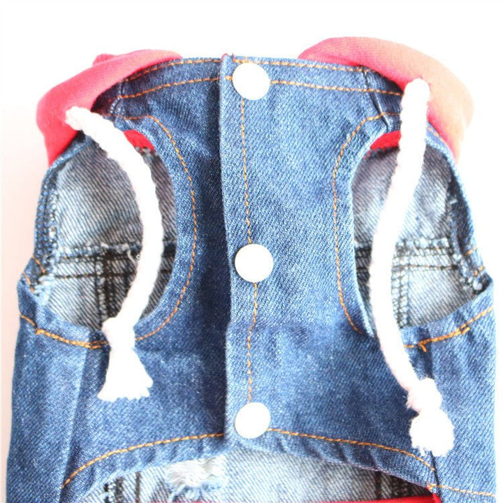 Distressed Denim Dog Vest with Hood – photo 5