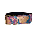 Load image into Gallery viewer, Floral Print Italian Leather Classic Collar by Allysa Payne Beverly Hills, pink and blue floral with gold hardware
