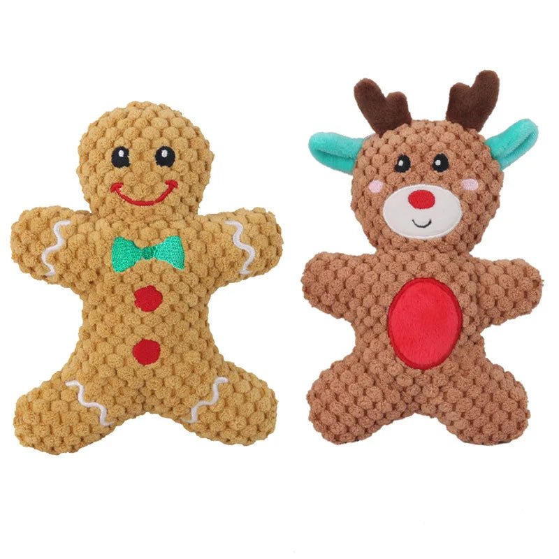 Christmas Plush Dog Toys – Santa, Reindeer, Gingerbread &amp; Donut – photo 3