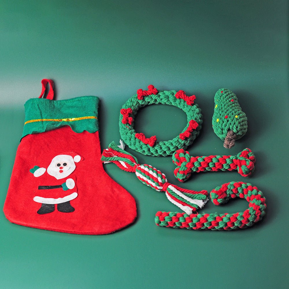 Christmas Cotton Rope Dog Toy Set – 5 or 6 Pieces – photo 2