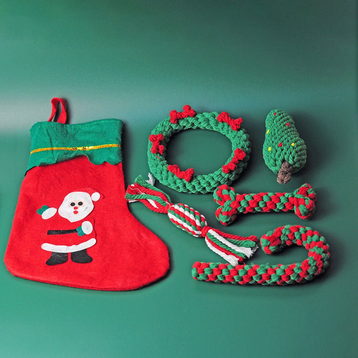 Christmas Cotton Rope Dog Toy Set – 5 or 6 Pieces – photo 2