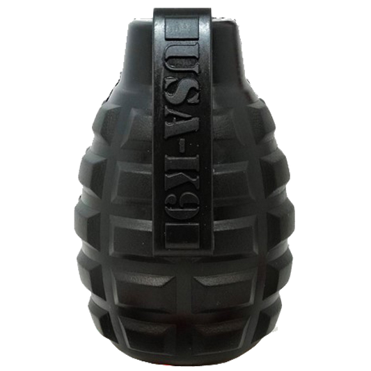 USA K9 Grenade Shaped Durable Heavy Duty Dog Chew Toy Treat Dispenser In Magnum Black For Power Chewers by SodaPup/True Dogs, LLC
