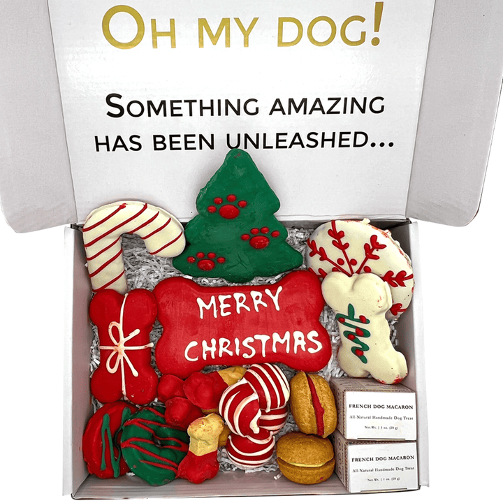 Christmas Dog Treats Gift Box, 18 Handmade Treats