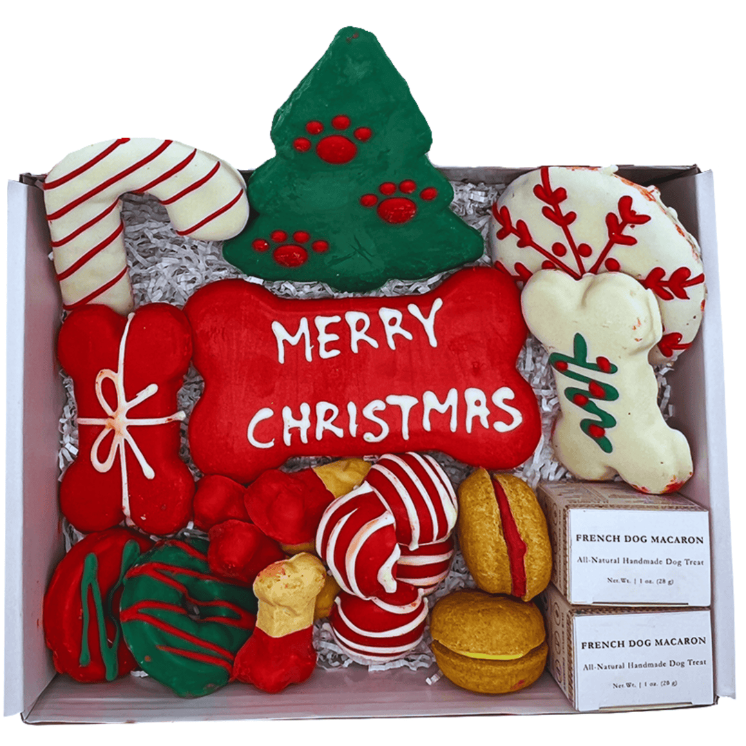Christmas Dog Treats Gift Box, 18 Handmade Treats