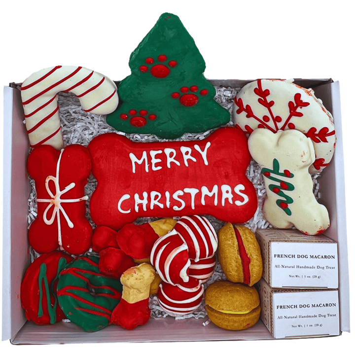 Christmas Dog Treats Gift Box, 18 Handmade Treats