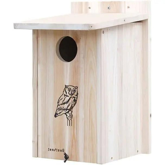 Sturdy Wood Bird House For Owls And Kestrels Safe Natural Roost Designed For Rodent Control In Large Gardens by HomePacific