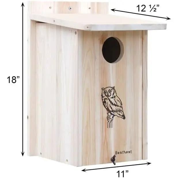 Sturdy Wood Bird House For Owls And Kestrels Safe Natural Roost Designed For Rodent Control In Large Gardens by HomePacific