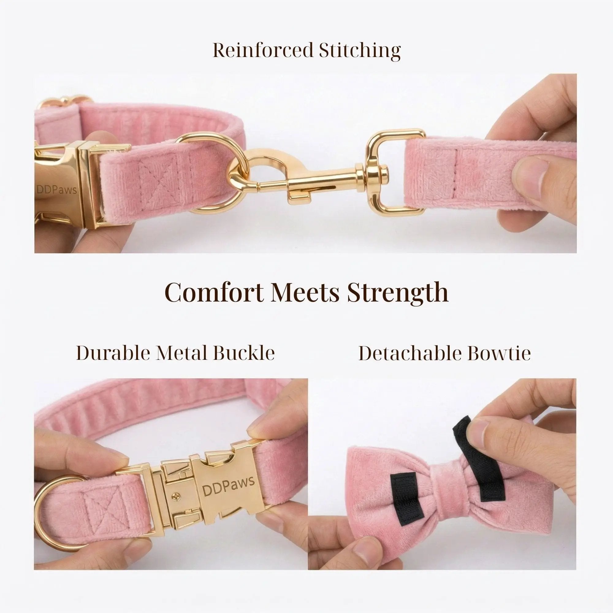 Pink Velvet Dog Harness And Leash Set Personalized Soft Durable Fit by DDPaws