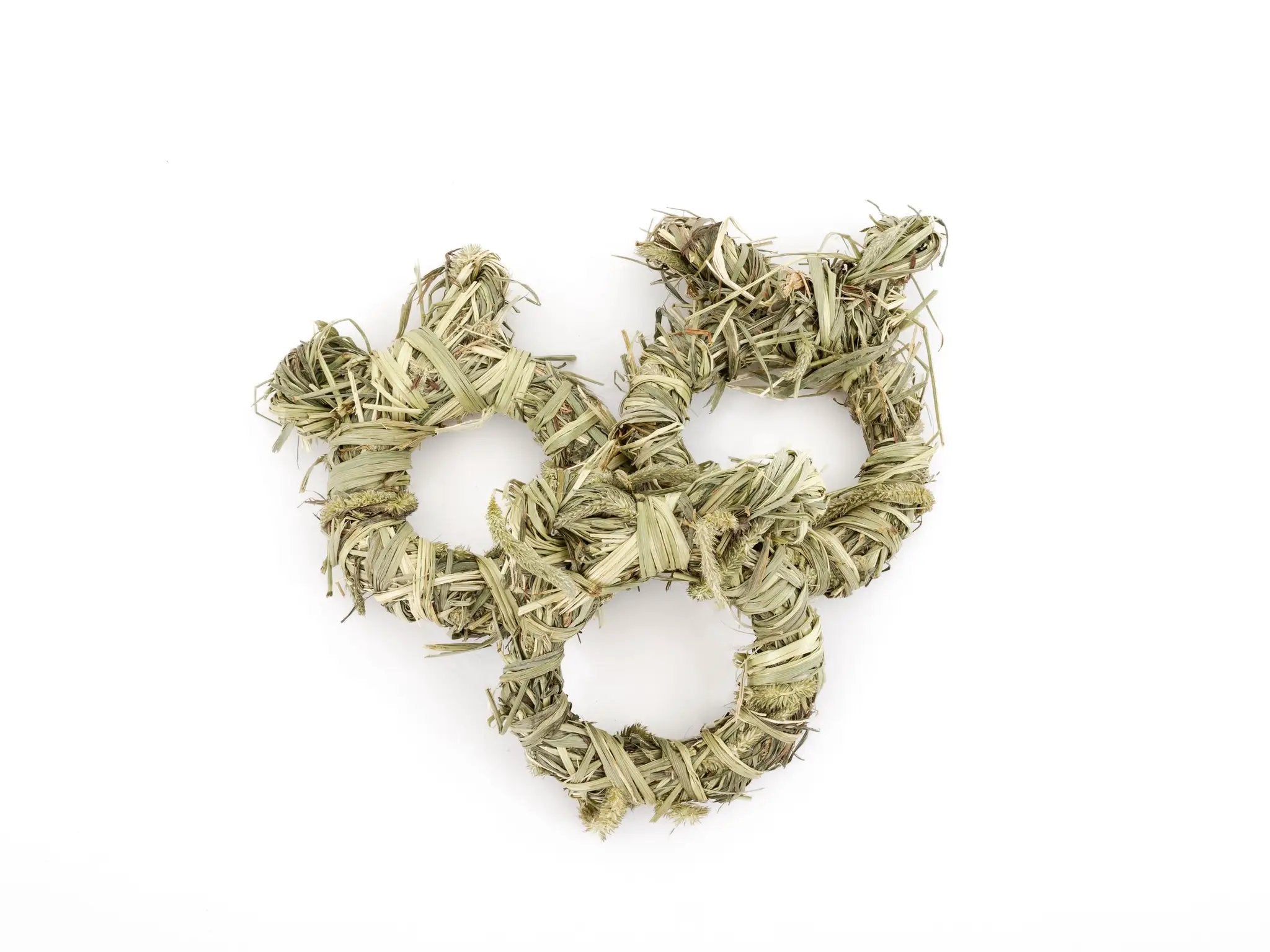 Bunny Ring Trio chew toy with three dried grass hay rings