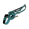 Load image into Gallery viewer, The Tiffany Collection turquoise blue embossed croc leather collar, leash & harness set with Swarovski crystal hardware
