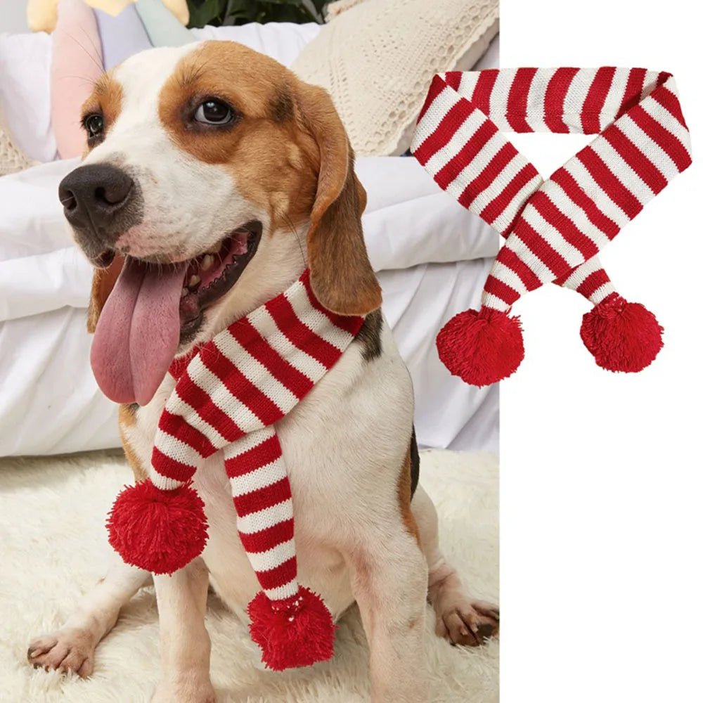 Knit Christmas Dog Scarf with Pom-Poms – photo 9