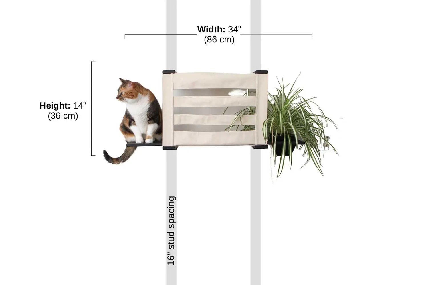 Deluxe Cat Cubby Bed by Catastrophic Creations; beige fabric cat condo with slatted sides