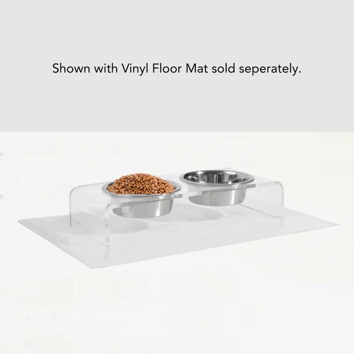 Hiddin Clear Acrylic Double Feeder with Silver Bowls – 3 in High