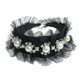 Bild in Galerie-Betrachter laden, Lila Deco Collar for pets by Lime Aeneas, black lace choker with pearls and rhinestones.

