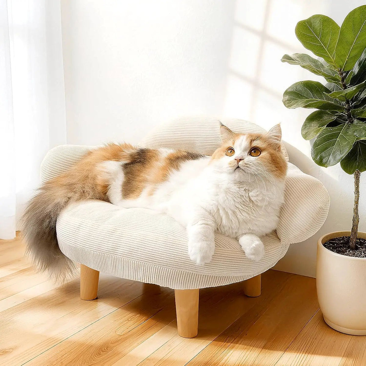Cat Sofa Bed Furniture Style Velvet Pet Couch with Wood Legs Small Dogs by Wags & Whiskers Pet Supply
