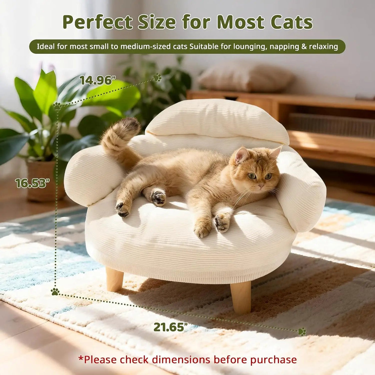 Cat Sofa Bed Furniture Style Velvet Pet Couch with Wood Legs Small Dogs by Wags & Whiskers Pet Supply