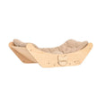 Load image into Gallery viewer, Cat Bed on Wall Light in natural wood with beige cushion and Luna plaque
