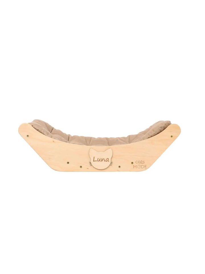 Cat Curve Wall Bed natural wood with beige cushion