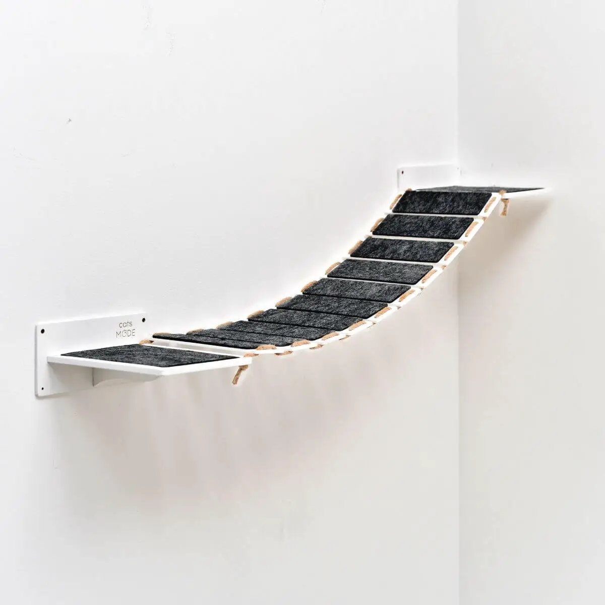 White Wall Mounted Cat Bridge Walkway 48 Inch Vertical Enrichment by Enjoy The Wood