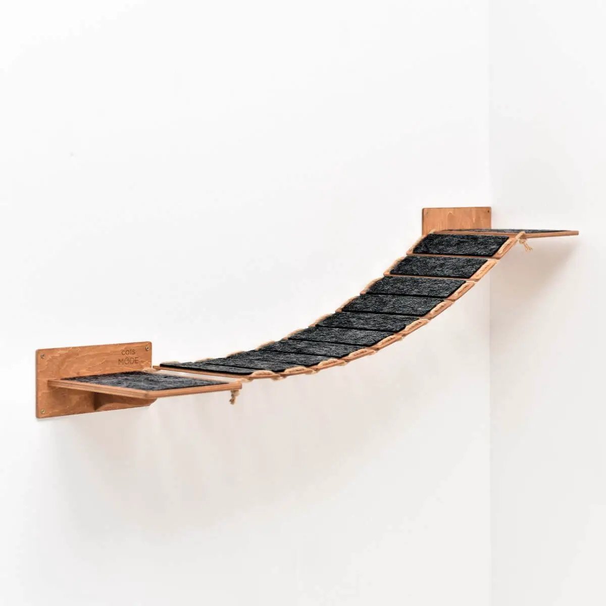 Enjoy The Wood Cat Rope Bridge Oak 48 Inch Wall Playpath With Felt Stairs Eco Friendly Climber For Pets by Enjoy The Wood