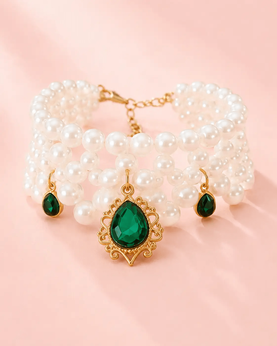 LuxPet Elegant Pearl Gem Pet Necklace With Pendant For Medium Dogs by Jane's Pet Boutique