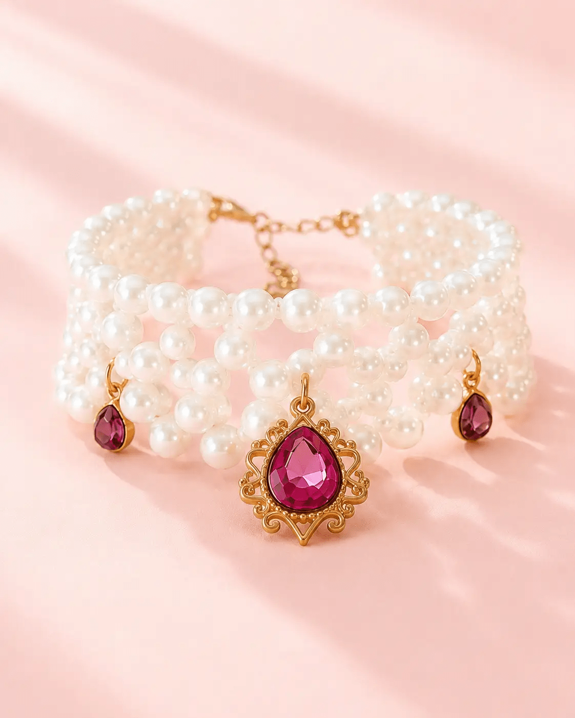 LuxPet Elegant Pearl Gem Pet Necklace With Pendant For Medium Dogs by Jane's Pet Boutique