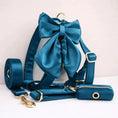 Load image into Gallery viewer, Luxe Blue Green Satin Dog Harness And Leash Set No Pull Custom Matching Pet Walking Gear Style by DDPaws
