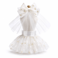 Gallery viewerに画像を読み込む, Bridal Lace Wedding Dog Dress by Bark Fifth Avenue; white lace, tulle skirt, large bow
