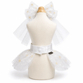 Gallery viewerに画像を読み込む, Bridal Lace Wedding Dog Dress by Bark Fifth Avenue; white lace with gold embroidery and satin belt for pets

