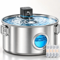 Cargar la imagen en la vista de la galería, The Oasis 3.4-Gallon Wireless Pet Fountain by Wags & Whiskers, stainless steel for cats & dogs with replaceable filters.
