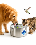 Cargar la imagen en la vista de la galería, The Oasis 3.4-Gallon Wireless Pet Fountain by Wags & Whiskers; stainless steel fountain for a dog and cat.
