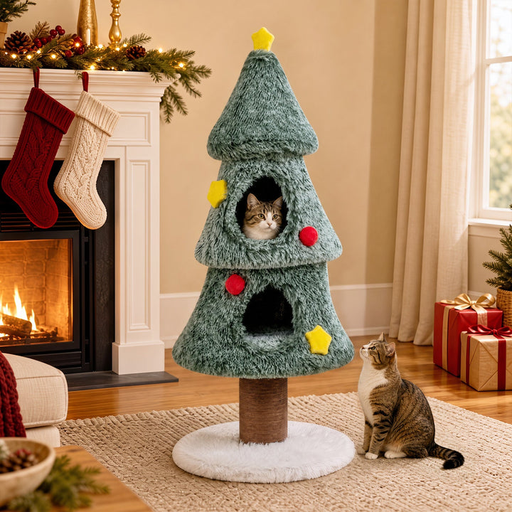 The Flocked Pine Cat Tree – 50 Inch