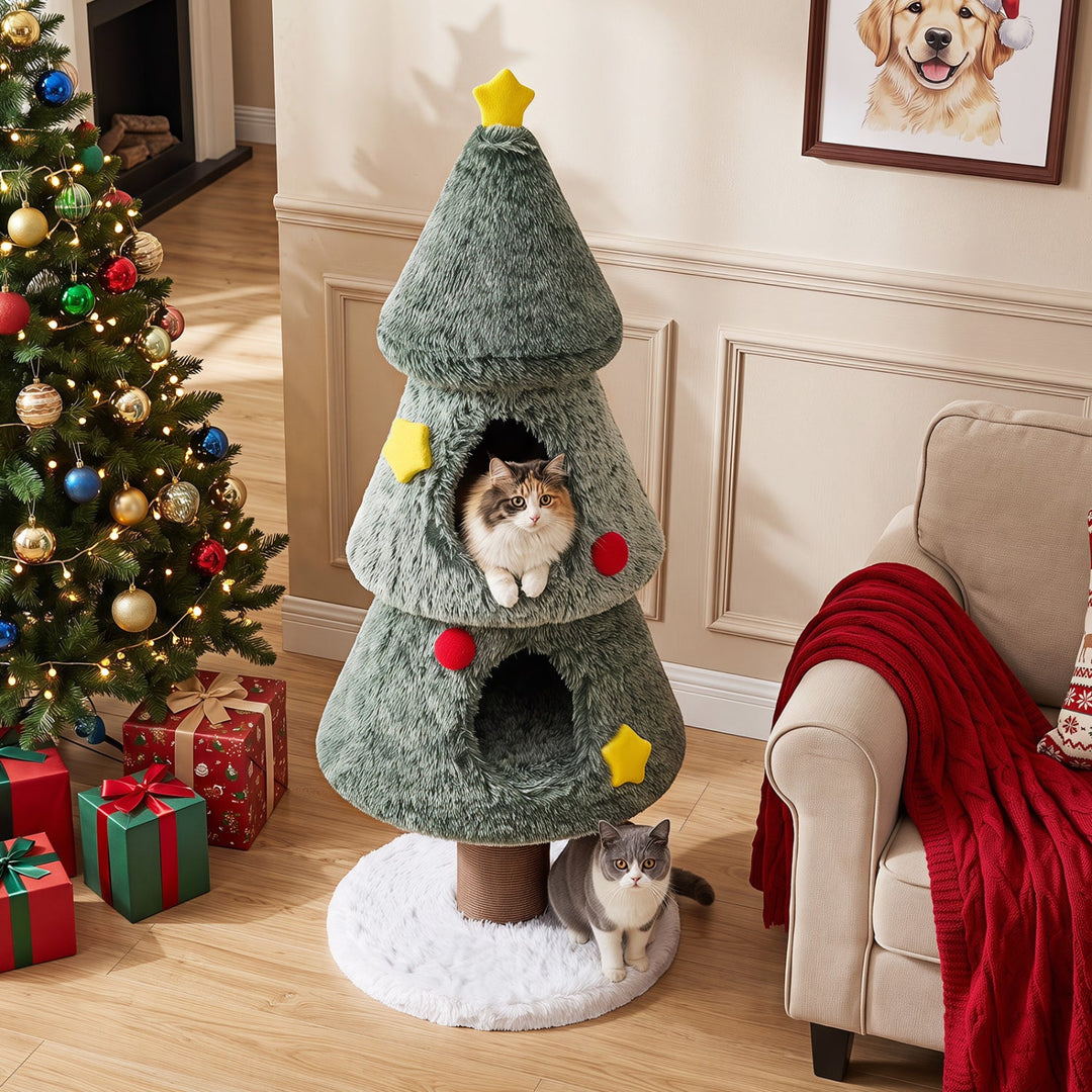 The Flocked Pine Cat Tree – 50 Inch
