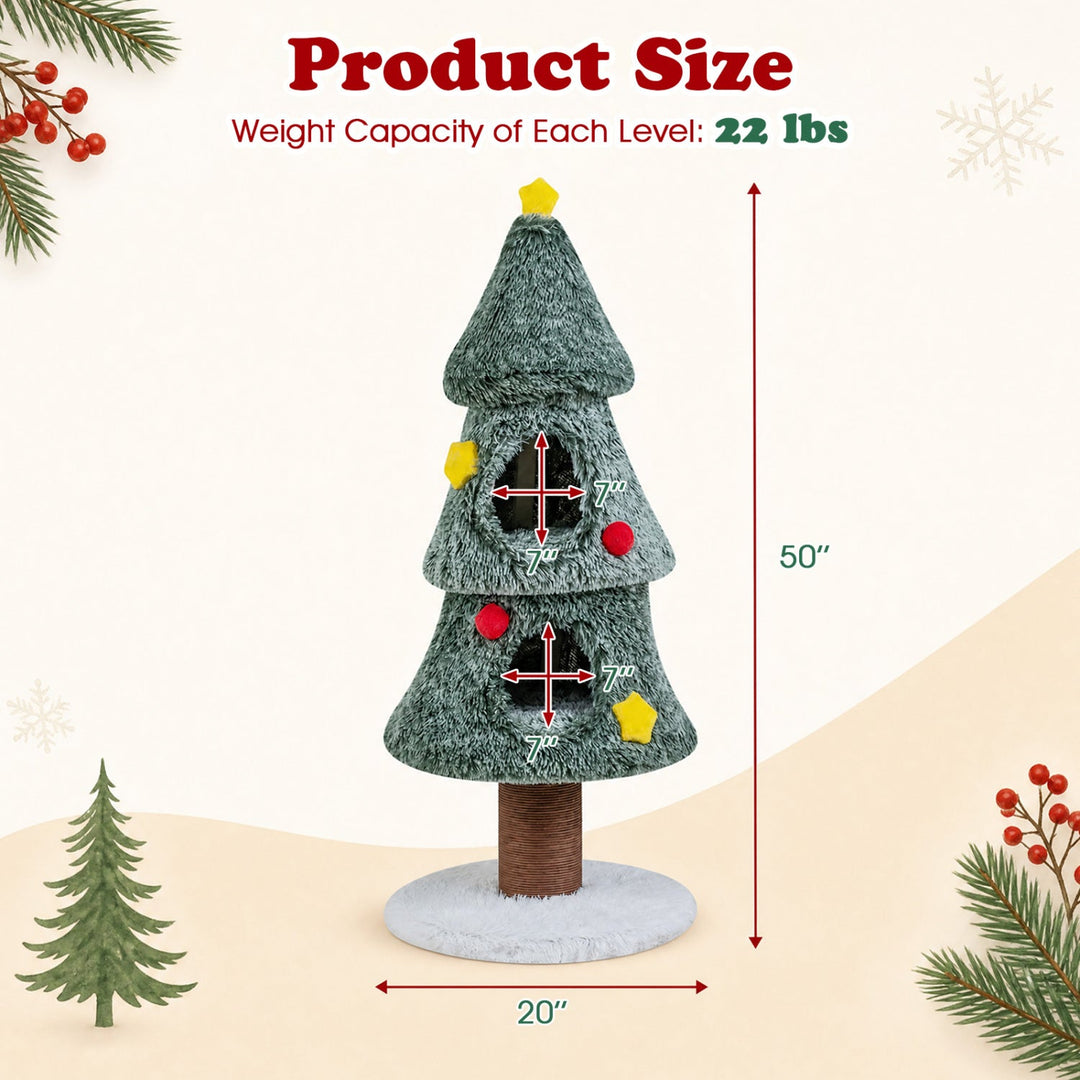 The Flocked Pine Cat Tree – 50 Inch